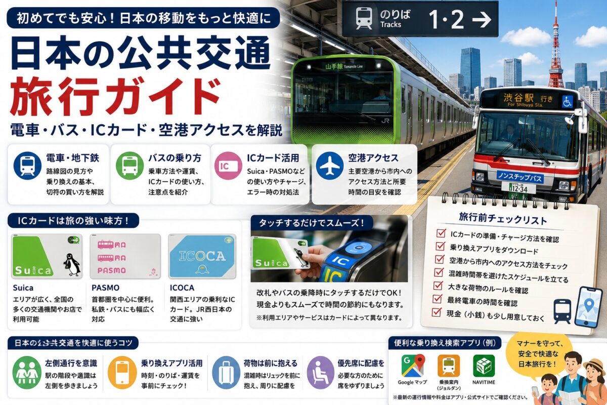 日本旅行で使う電車、バス、ICカード、空港アクセス、乗り換えチェックリスト