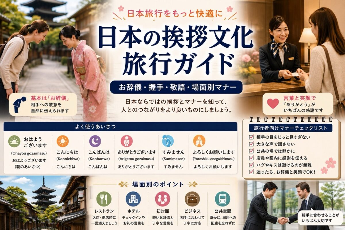 日本旅行で確認したいお辞儀、握手、敬語、ホテルやレストランでの挨拶マナー