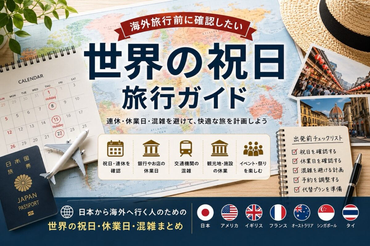 日本から海外旅行へ行く前に確認したい世界の祝日、連休、休業日、交通混雑、観光施設の営業日チェックリスト